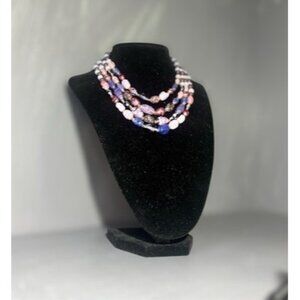 A45  multi strand Vintage Glass Bead Necklace Boho style Artisan made handmade